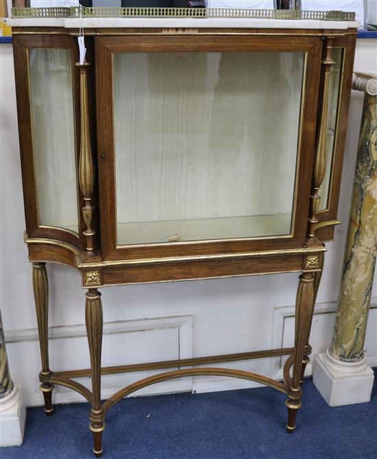 An early 19th century parcel gilt rosewood vitrine, W.3ft 8in. D.1ft 1in. H.4ft 10in.